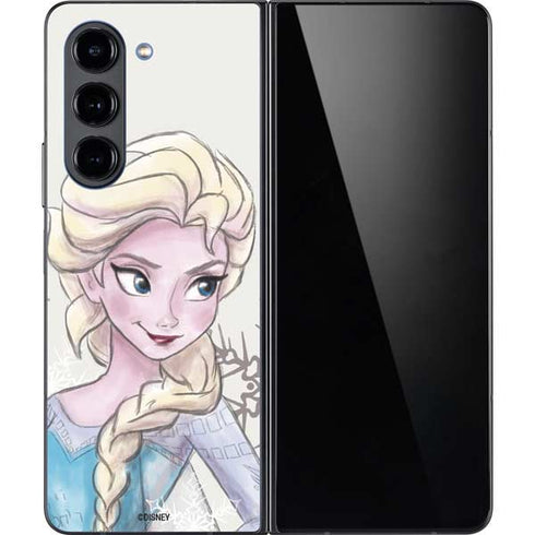 Disney Frozen Elsa Snowflakes Art Galaxy Z Fold5 5G Skin